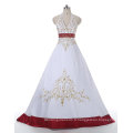 Robe de mariée en satin rouge en or rouge / blanc